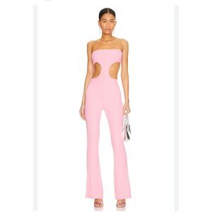 Superdown Strapless Flare Leg Cut out Jumpsuit Hot Pink XXS